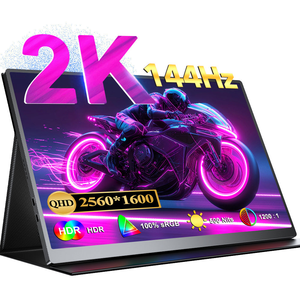 Gaming Monitor – Draagbare Monitor – Extern Scherm – Laptop Scherm – Tweede Scherm – 16 Inch – 2K QHD Resolutie – 144Hz Verversingssnelheid