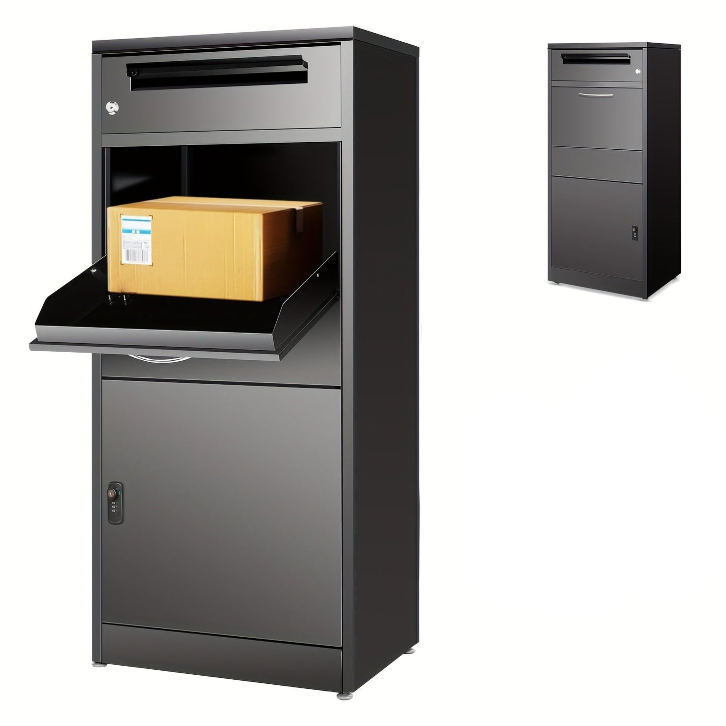 Pakketbrievenbus – Pakketbox – Brievenbus – Pakketkast – Bezorgbox – Groot 50x36,5x114 cm – Gecoat Automotive Staal & Combinatieslot Veiligheid