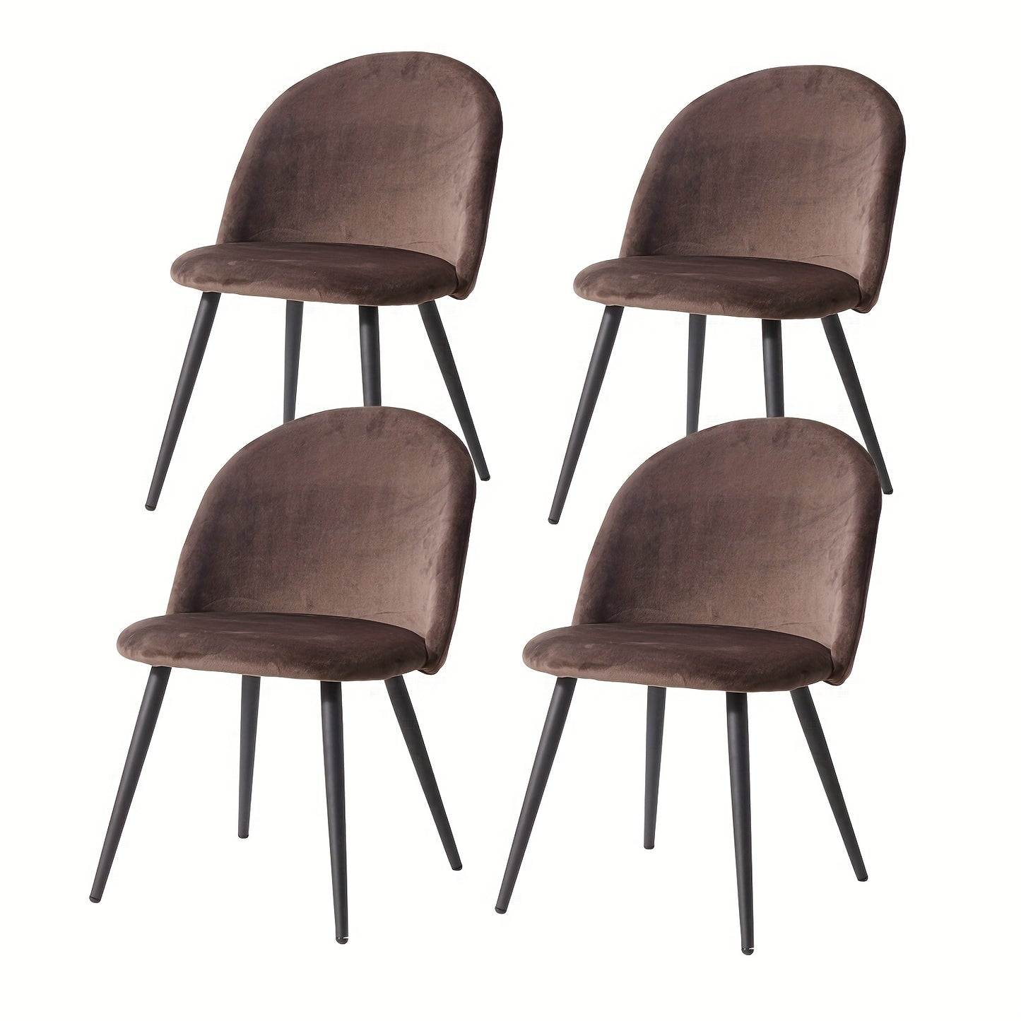 Eetstoel – Eetkamerstoel – Bureaustoel – Stoel – Kuipstoel – Set van 4 – Luxe Stijl – Zwart Metalen Frame
