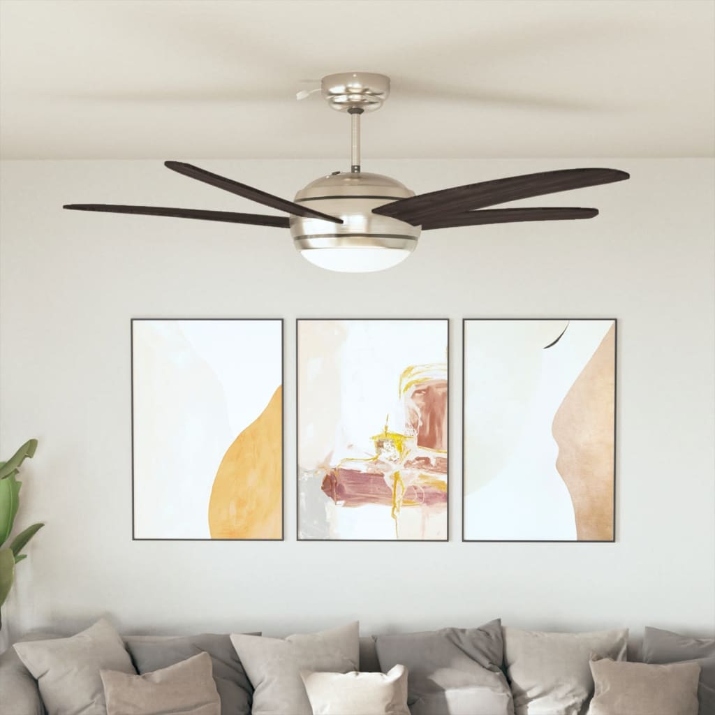 Plafondventilator – Ventilator – Plafondlamp – Luchtcirculatie – Verlichting – Ø 128 cm – Afstandsbediening – 3 Snelheden – Warm Bruin