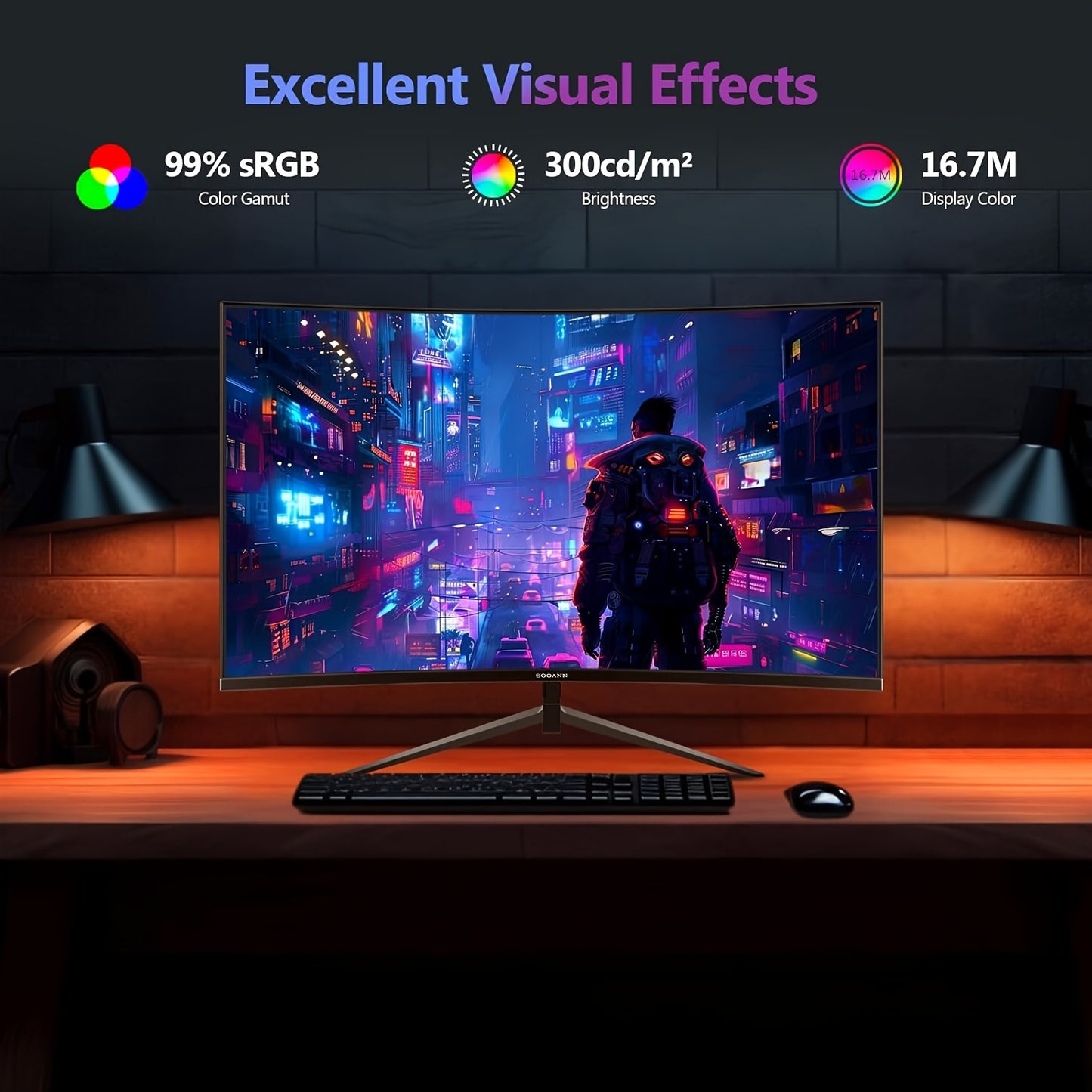 Gamingmonitor – Curved Monitor – 2K Monitor – QHD Beeldscherm – 27 Inch – 165Hz Verversingssnelheid – 1ms Reactietijd
