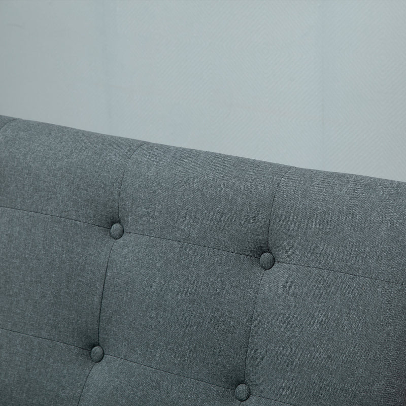 2-Zits Bank – Loveseat – Compacte Sofa – Sofa Bed – Tweezitsbank – Stevig Rubberhouten Frame – Pluche Zacht Zitkussen – Donkergrijs