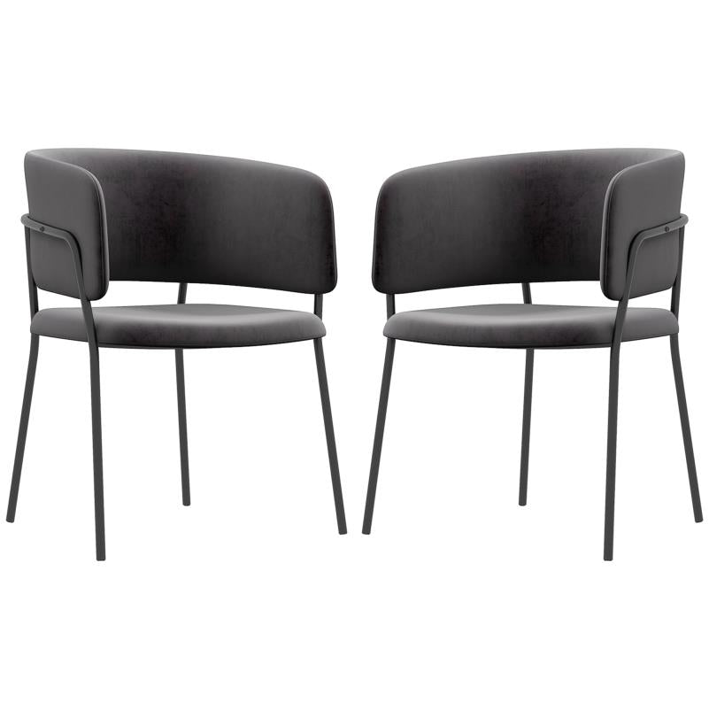 Velvet Eetkamerstoelen – Stoelen – Zitmeubels – Eetkamerstoelen Set – Keuken Stoelen – Comfortabele Rugleuning – Stevige Stalen Poten – Grijs – Compact 57x53x73 cm