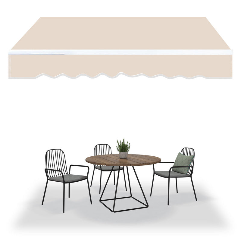 Knikarmscherm – Zonnescherm – Uitvalscherm – Terrasscherm – Balkon Scherm – Licht Beige – Handmatig Bedienbaar – UV-Bestendig Polyester 350x300 cm