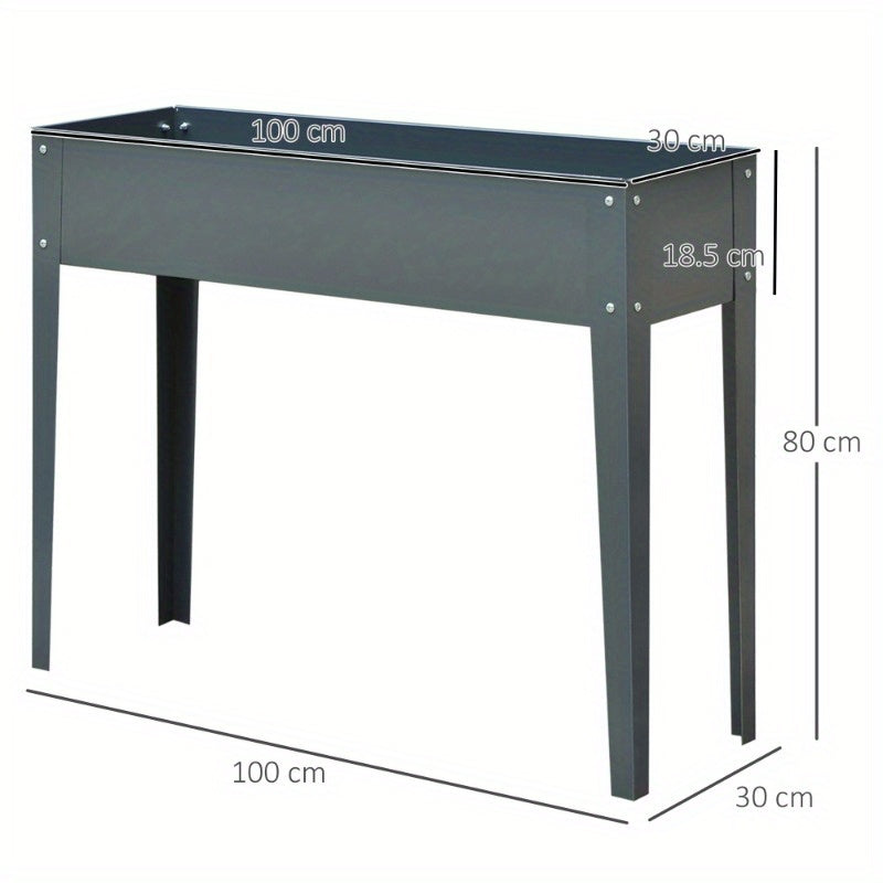 Metalen Plantenbak – Verhoogde Kruidentuinbak – Tuinbak – Plantenbak Buiten – Balkonbak – Met Voeten – 100 x 30 x 80 cm – 3 Afvoergaten
