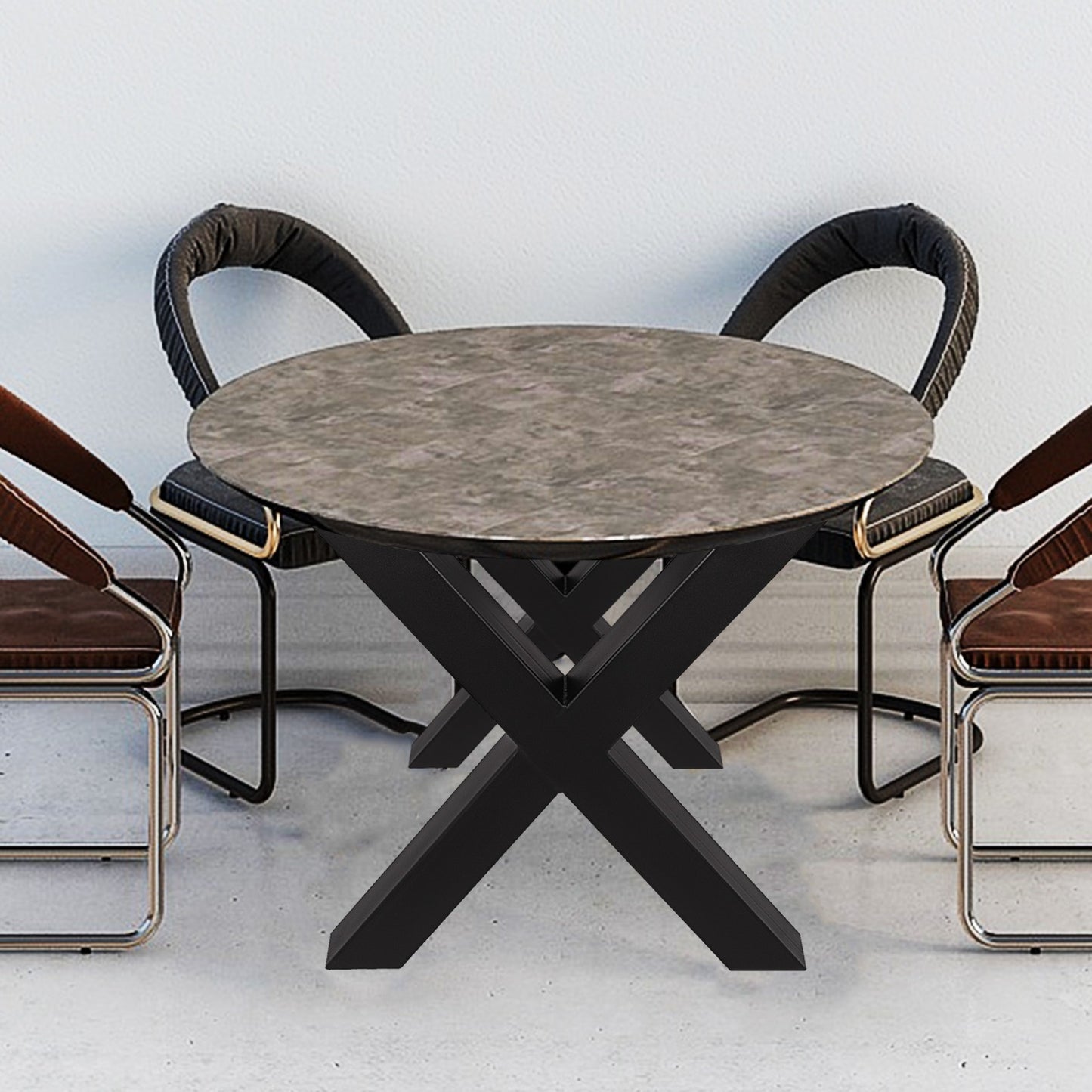 VEVOR Set of 2 Steel Table Legs, 28''Height 31''Wide Dining Table Legs, Heavy Duty 3.1" Square Box Section X Frame Table Legs, 28x31x3.1 Inch Black Color Industrial Country Style Metal Dining Legs