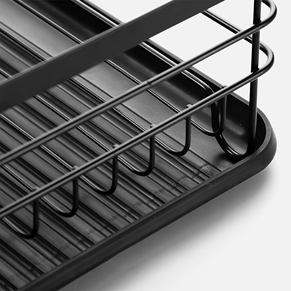 2-laags Afdroogrek voor de Keuken – Ruimtebesparend Rek met Gescheiden Compartimenten voor Borden, Kommen en Bestek – Vrijstaand en Efficiënt Afwateringssysteem
