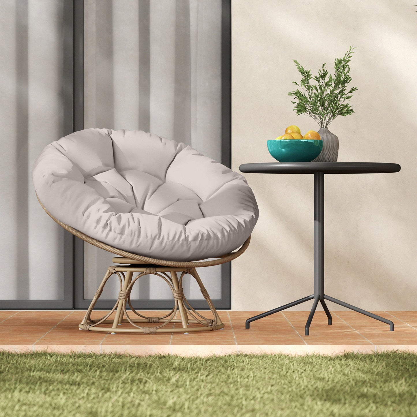 Papasanstoel – Papasstoel – Mandstoel – Draaistoel – Loungestoel – 360° Draaibaar – Weerbestendig PE Rattan