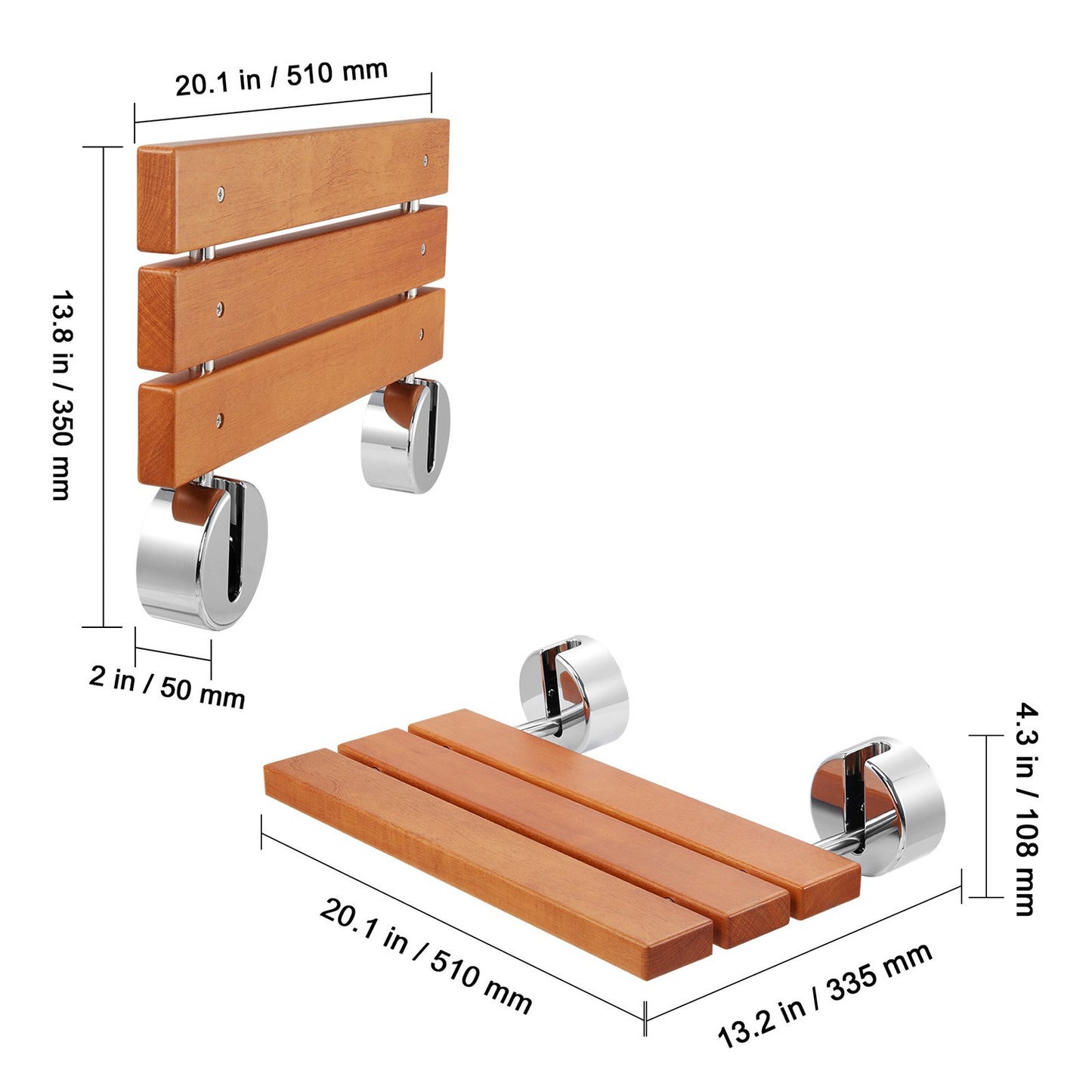 Douchestoel – Douchezitje – Douchekruk – Douchestoel Wandmontage – Inklapbare Douchezitting – Teak Hout – Draagvermogen 200 kg