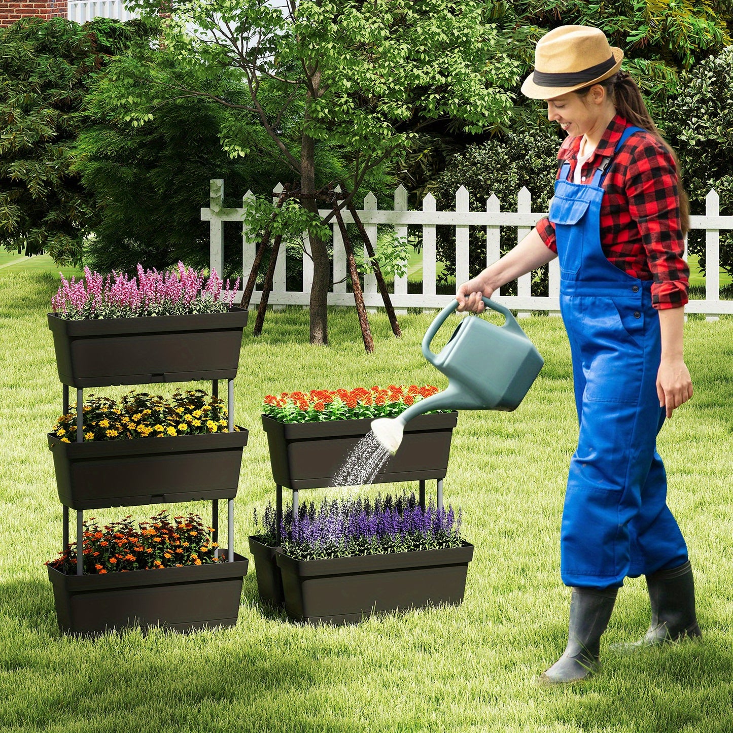 Verticale Plantenbak – Stapelbare Bloembak – Moestuinbak – Balkonkast – Plantentoren – Weerbestendig PP – 6 Stuks Compact Modular