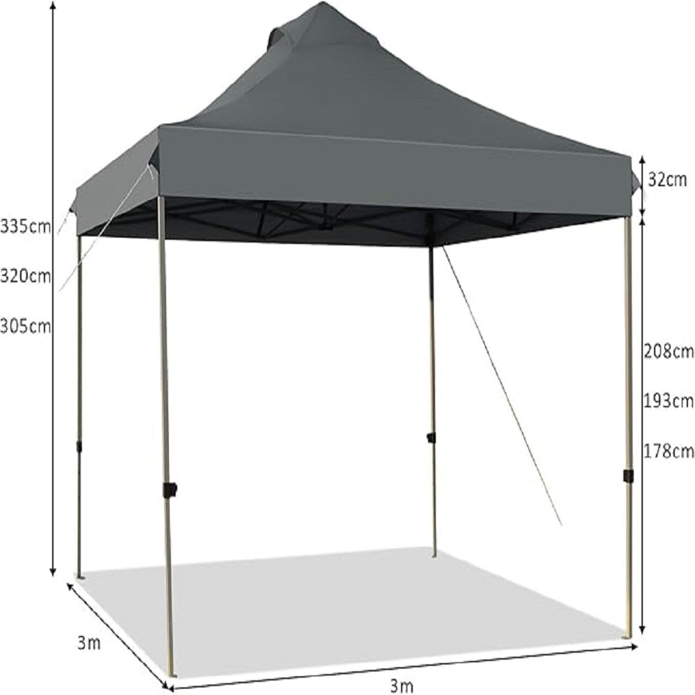 Pop-up Partytent – Vouwtent – Schaduwdoek – Buitentent – Paviljoen – Verstelbare Hoogte 305-335 cm – Stevig Metalen Frame