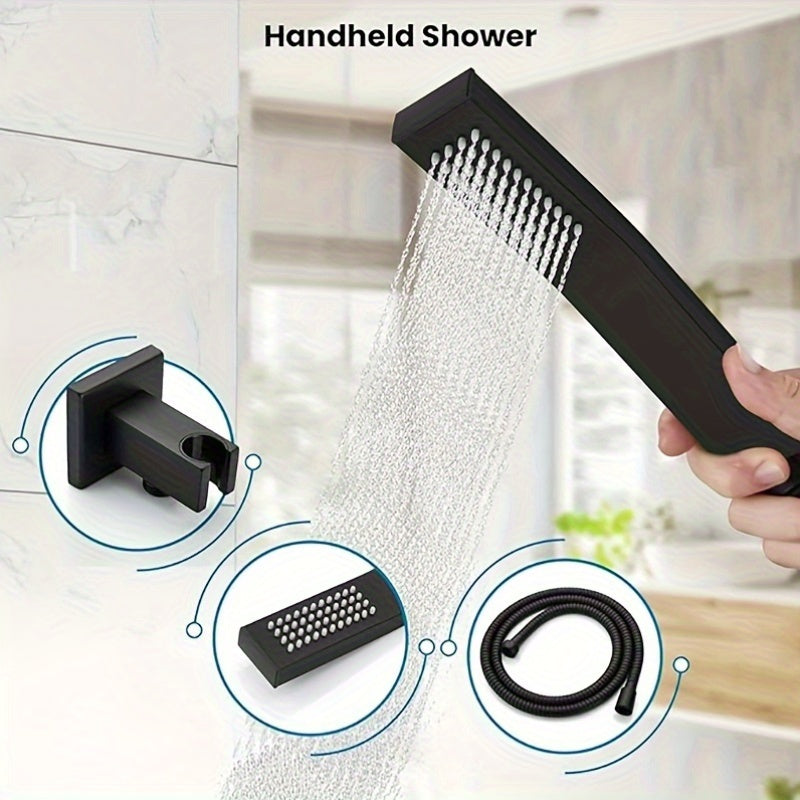 Douchesysteem Zwarte Douche Set Regendouche Handdouche Mengkraan Thermostaat – Matte Zwart – 40,64 cm Regendouche – Wandmontage – Zonder Elektriciteit – Onderhoudsvriendelijk