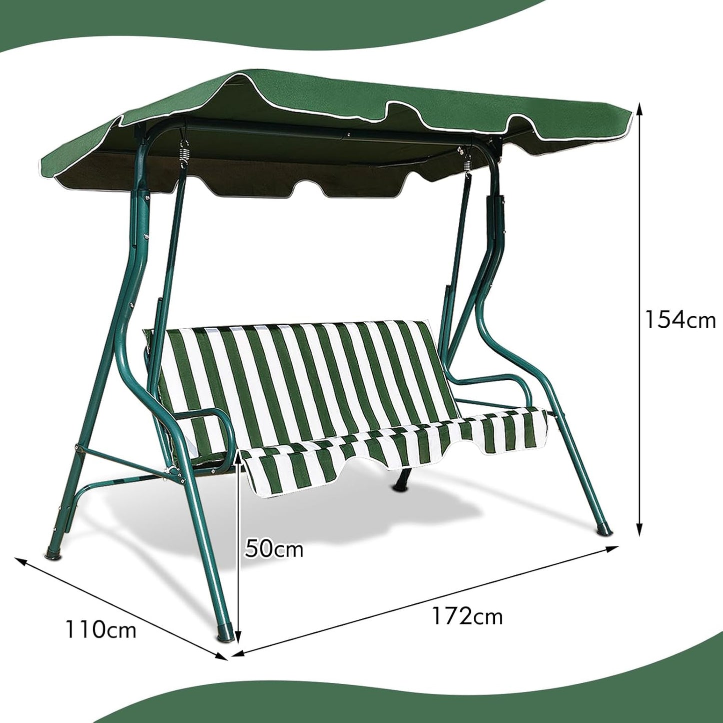 Schommelstoel – Schommelstoel Babykamer – Relaxstoel – Fauteuil – Voedingsstoel – 3 Persoons – Verstelbaar Zonnescherm – Afneembaar Zitkussen – Stabiel Metalen Frame