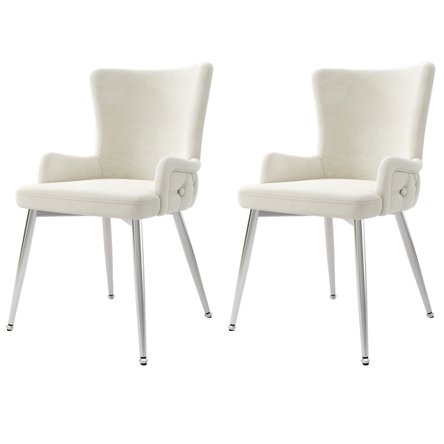 Velvet Eetkamerstoelen – Eetkamerstoelen Zonder Armleuningen – Luxe Stoelen – Velours Stoelen – Beige Stoelen – Metalen Frame – Comfortabel Schuim