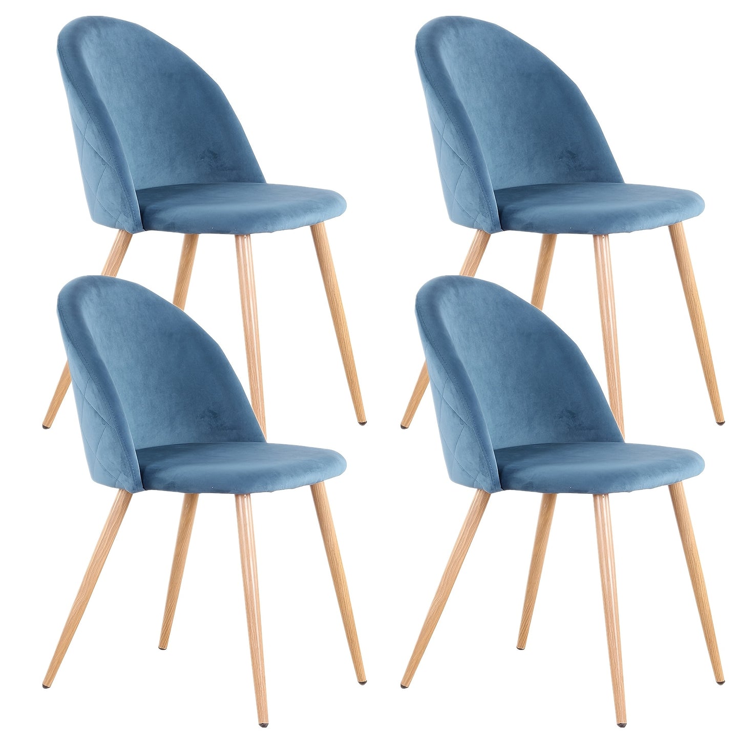 Stoelen – Eetkamerstoelen – Kuipstoelen – Vouwstoelen – Fauteuils – Fluwelen Bekleding – Stevig Metalen Frame – Set van 4 – Blauw