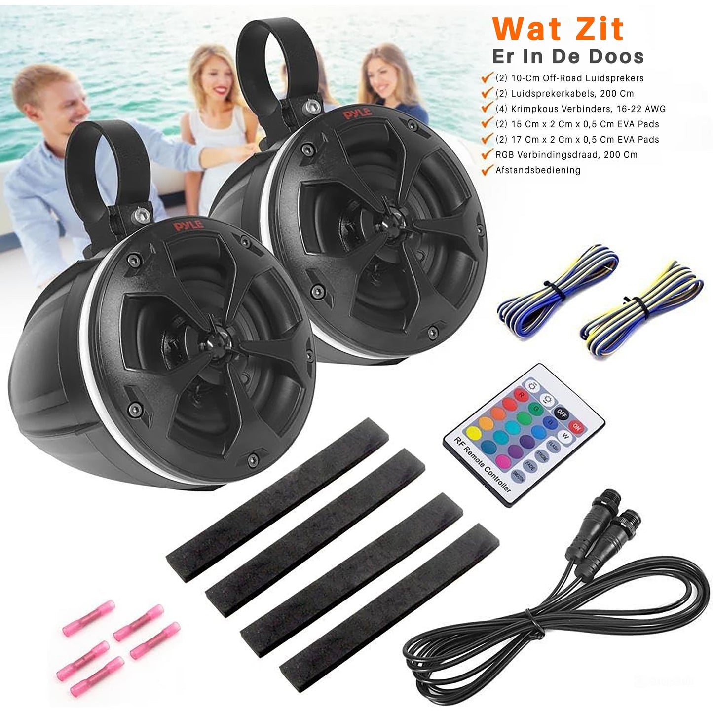 Off-Road Speakers – Mud Speakers – Waterproof Speakers – Marine Speakers – Outdoor Audio Speakers – 800W Krachtige Output – Inclusief LED Verlichting en Afstandsbediening