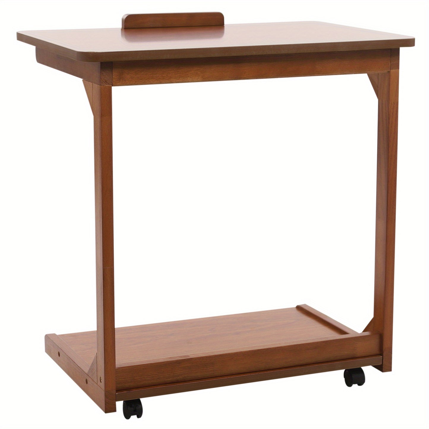 TOOL1SHOOO Multi-functional C-shaped Side Table, Featuring a 0-40° Adjustable Tilt Tabletop, Castors with Locking Wheels for Mobility, and a Double-tier Storage Shelf. Suitable for Living Rooms, Bedrooms, Offices, and Home U