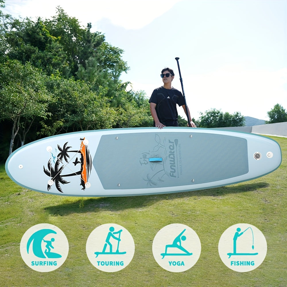 Paddleboard – Sup Board – Stand Up Paddle – Surfplank – Watersportboard – Lichtblauw Coconut Wave Design – 335x84x15 cm – Schokbestendig & Stabiel