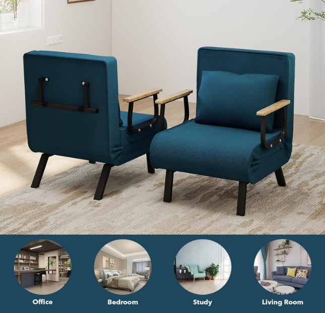 Vouwbed – Opklapbed – Logeerbed – Plooibed – Sofa Bed – Met Houten Handgrepen – Comfortabel Memory Foam Matras – Ruimtebesparend Multifunctioneel