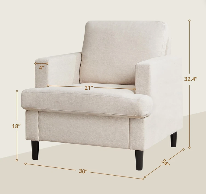 Fauteuil – Zetel – Fauteuilstoel – Loungefauteuil – Accentstoel – Donkergrijs – Hoogwaardig Linnenstof – Dikke Zitting – Stevig Frame Zonder Hout – Direct Gebruiksklaar