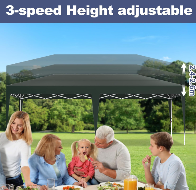 Partytent – Vouwtent – Tuinpaviljoen – Feesttent – Tuintent – 3x6 Meter – Verstelbare Hoogte – Waterdicht Oxford Polyester