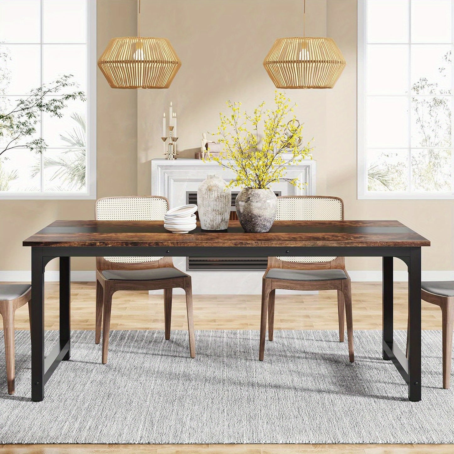 4-6 People Use Extra Long Office Desks. Business Office Conference Table, a Large Workbench Placed in The Office Or Conference Room, Uniquely Designed Furniture