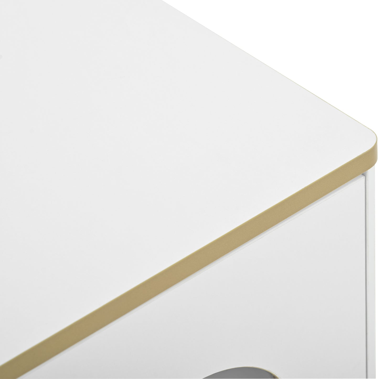 Sideboard – Dressoir – Buffetkast – Opbergkast – Wijnkast – Wit Met Gouden Accenten – Verstelbare Planken En Wijnrek – 120x38x90 Cm