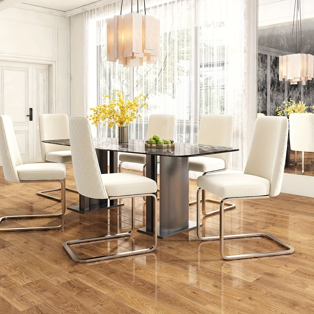 Eetkamerstoelen – Stoelen – Bureaustoelen – Zitstoelen – Luxe Stoelen – Beige Set Van 2 – Rhinestone Rugleuning – Zilveren Poten