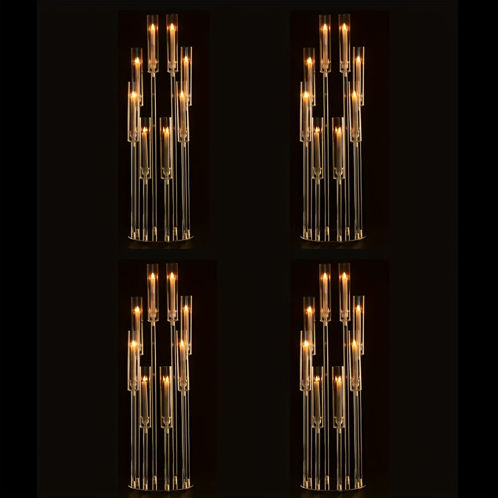 Acryl Kandelaar Set – Kandelaar Multi-arm – Kaarshouder Transparant – Candleabra Decor – Kaarshouder 8 Armen – Modern Design – Antislip Voetjes – 4 Stuks