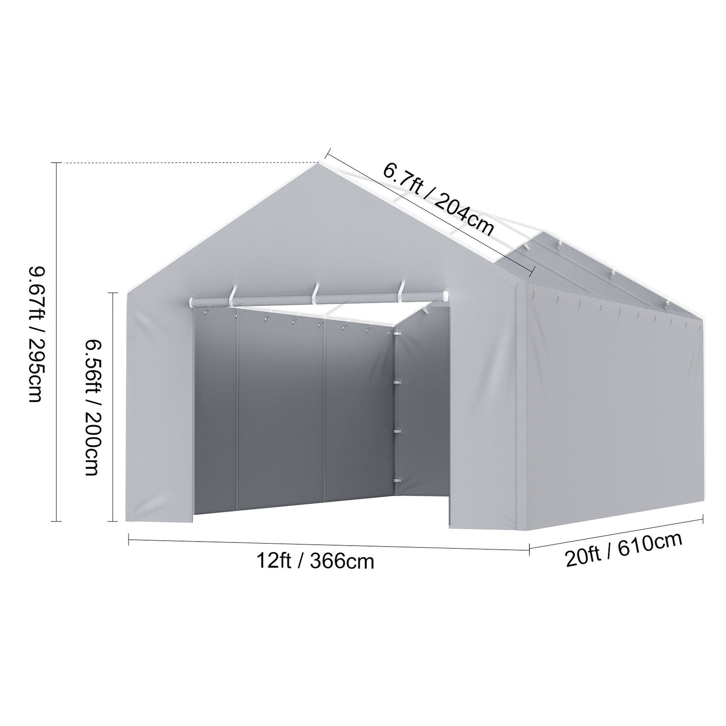 Zijwand Carport – Zijwand Tent – Garagewand – Tentwand – Carport Afdekzeil – Waterdicht en UV-bestendig – Stevig PE Geweven Materiaal (12 x 20 ft)