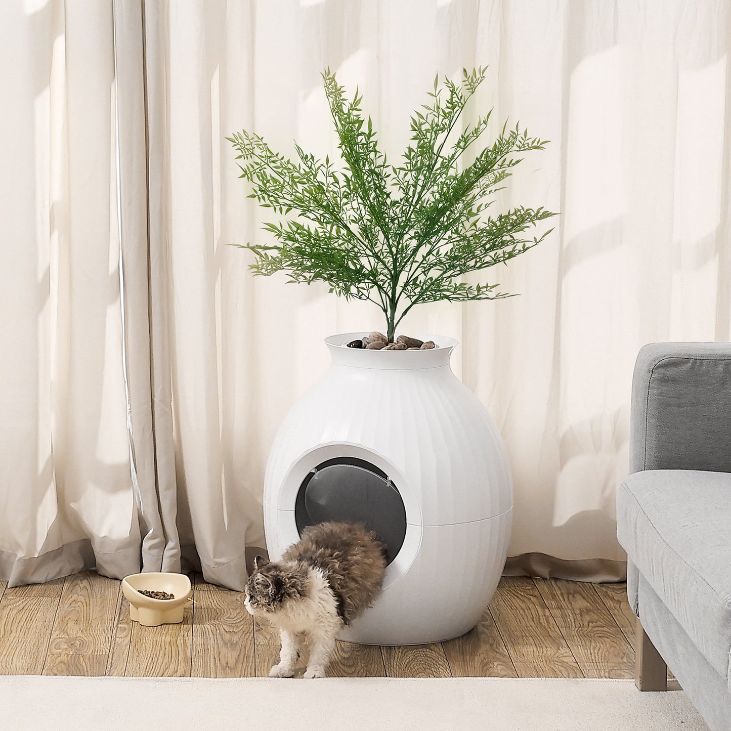Kattenbak – Kattentoilet – Kattenbakhuisje – Kattenbak met Kap – Plantenbak Kattenbak – Geurvrij met Plasmatechnologie – Duurzaam ABS Materiaal