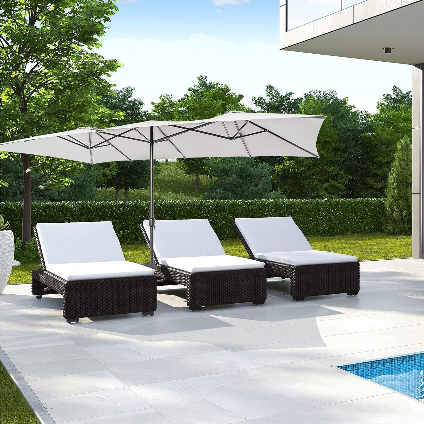 Dubbele Parasol – XXL Zonnescherm – Tuinparasol – Terrasparasol – Marktparasol – Extra Groot 426x265 cm – UV-bestendig Polyester Met Ventilatie