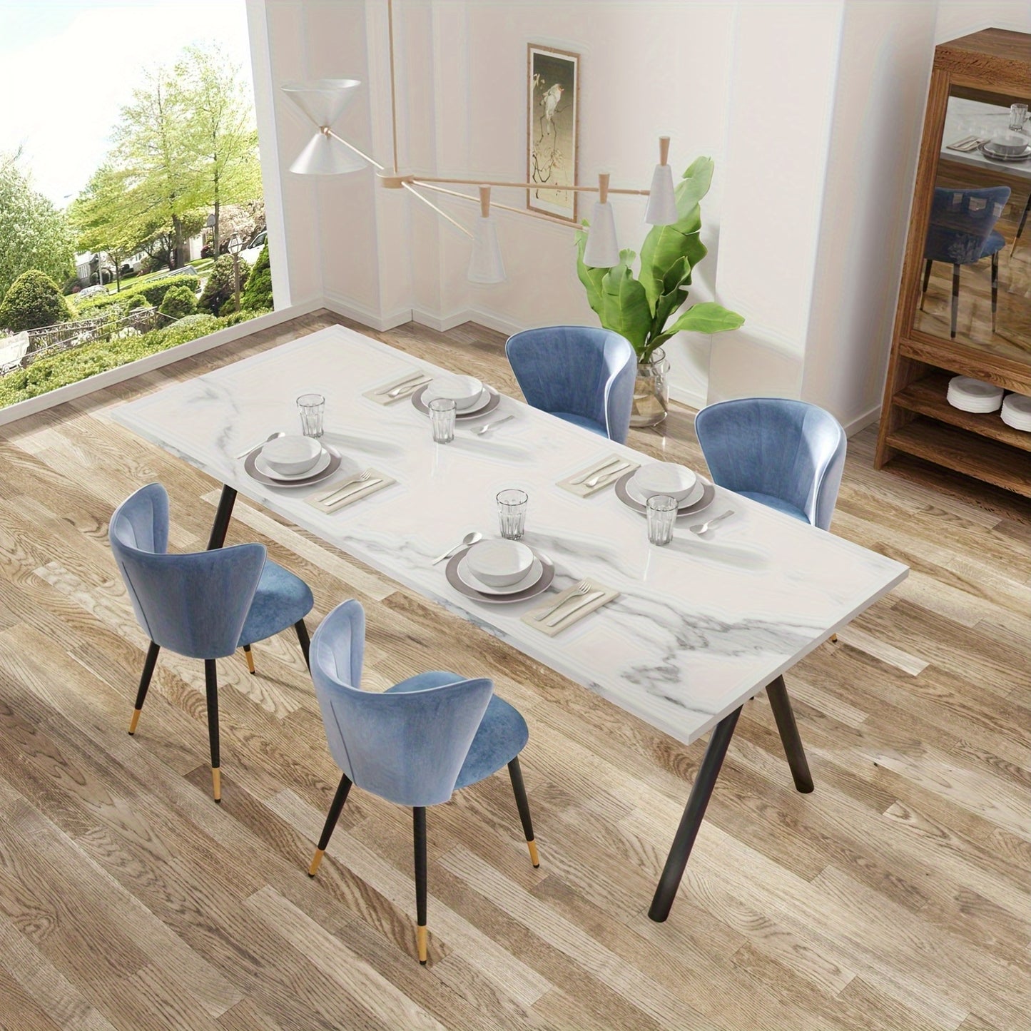 Eetkamerstoel – Kuipstoel – Keukenstoel – Stoel – Dinerstoel – Set Van 2 – Fluwelen Bekleding – Metalen Onderstel – Max. Draagvermogen 150 kg – Shell Rugleuning – Blauw