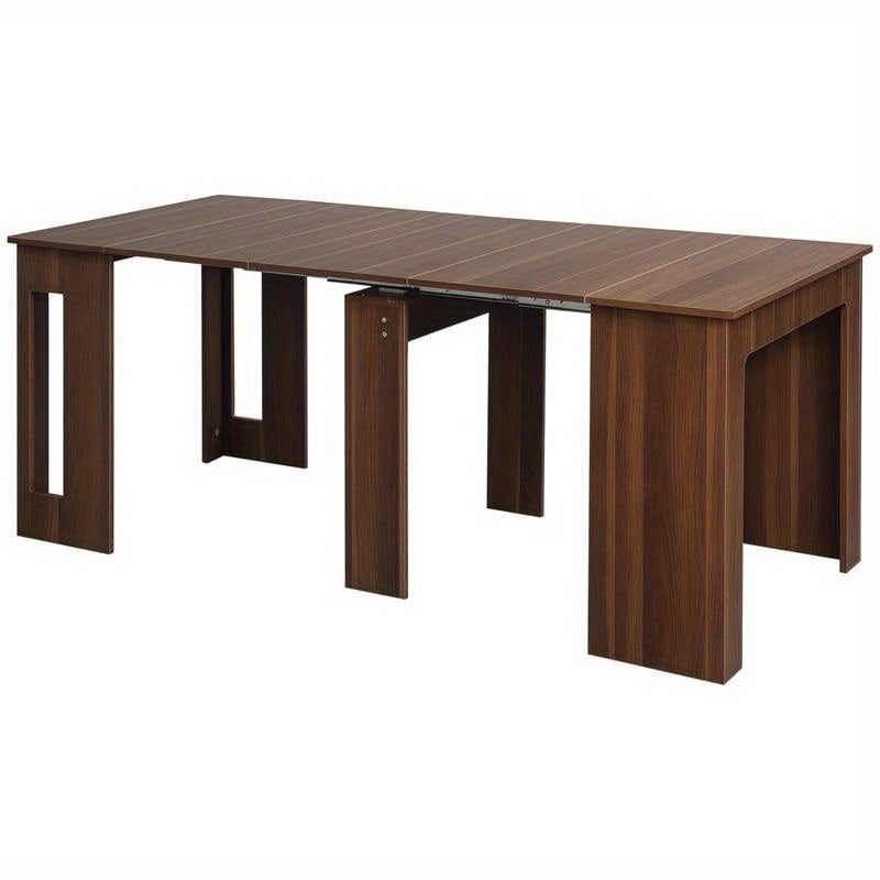 Inklapbare Eettafel – Opklapbare Tafel – Uitschuifbare Eettafel – Ruimtebesparende Tafel – Landelijke Eettafel – Hardhouten Frame – Ingebouwd Opbergrek – 180x85x75 cm – Snelle Montage