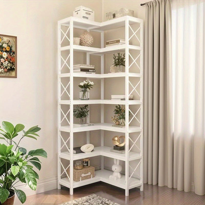 Hoekboekenkast – Hoekkast – Boekenrek – Opbergkast – Boekplank – Stevig Hout & Metaal – Ruimtebesparend L-Model