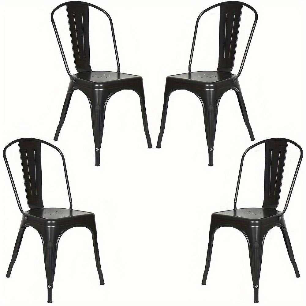 Metalen Bistrostoel – Café Stoel – Eetkamerstoel – Terrasstoel – Industrieel Stoel – Set van 4 – Zithoogte 44 cm – Robuuste Metalen Constructie