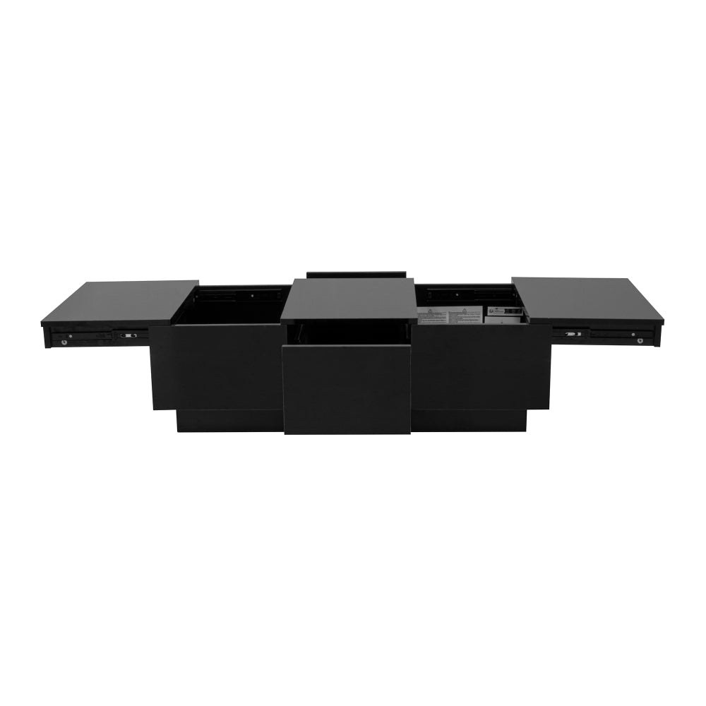 Modern High-Gloss Coffee Table with Sliding Storage & Drawers - Heavy-Duty Metal Frame, Easy-Assembly Rectangular Living Room Table Suitable for Modern & Small Spaces - Contemporary Storage Coffee Table