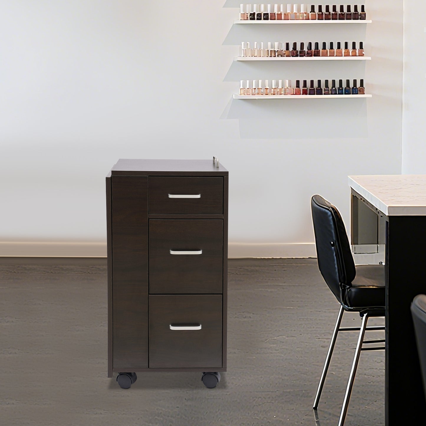 Opvouwbare Manicure Tafel – Nageltafel – Nagelwerkplek – Beauty Tafel – Schoonheidstafel – Met 3 Lades – Zwenkwieltjes Met Rem – Zwart