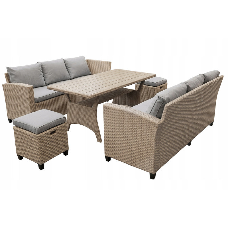 Loungeset Tuinset Hoekbank Terrasmeubilair Buitenbank Loungestoel – Weerbestendig PE Technorattan – Verstelbare Modulair Ontwerp Met Wasbare Kussens