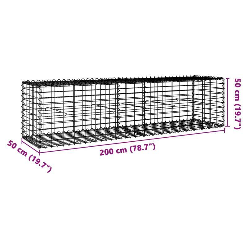Schanskorf 200x50x50 cm Galvanized Silver Metal Garden Edging - Durable, Weather-Resistant, Ideal for Raised Beds and Landscaping, Landscaping Material|Decorative Edging|Durable Edging