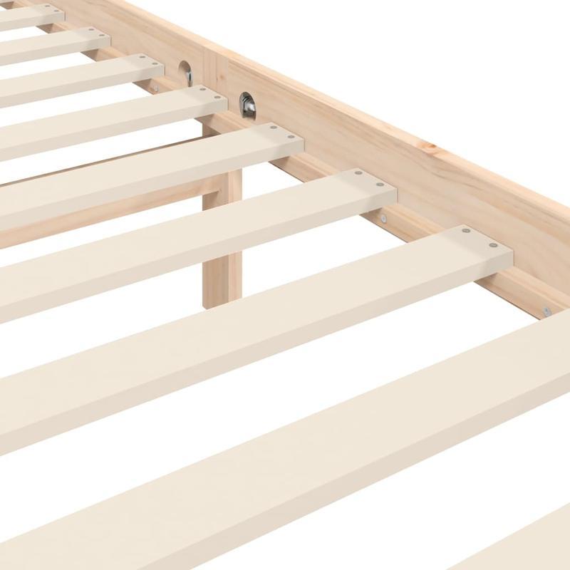 Single-Size Contemporary Wooden Bed Frame with Headboard - Solid & Removable Durable Wood, Easy Assembly, No Power Needed for Small Spaces, Bedroom Furniture, Minimalist Design, Natural Wood Finish