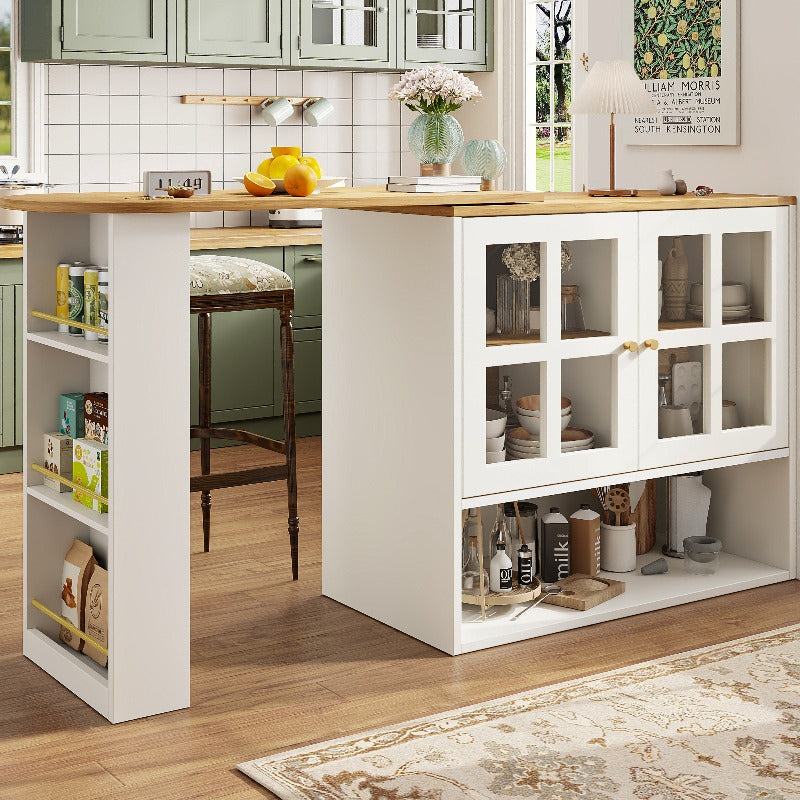Contemporary Sideboard Cabinet with a 360-Degree Rotating Design, Featuring 5 Shelves for Glass Storage, Suitable for The Living Room, Bedroom, Or Dining Area in White.