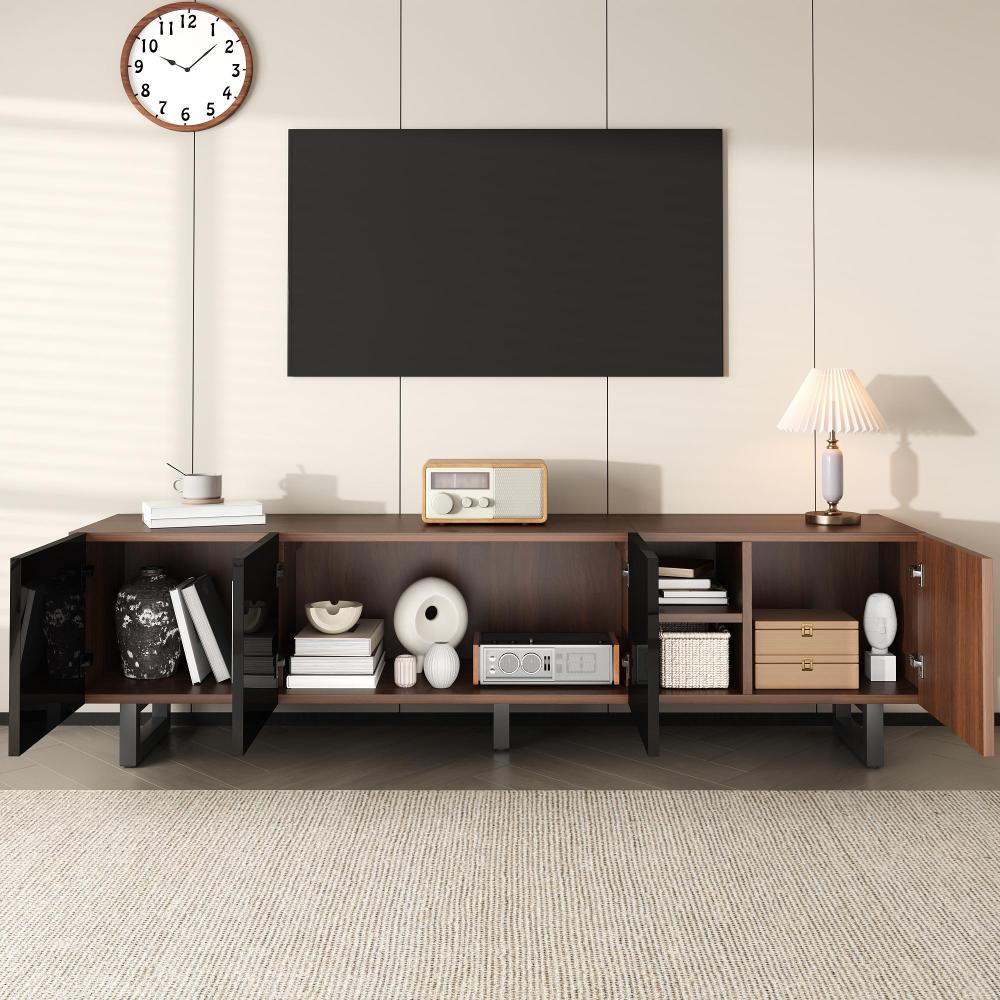 Tv-meubel – TV-kast – TV-stand – Mediamöbel – Vierdeurs Meubel – Uniek Design – Lage TV Montage – 180x38x50 cm – Zonder Elektriciteit