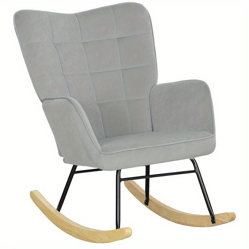 Ergonomische Schommelstoel – Loungestoel – Schommelzetel – Relaxstoel – Schommelstoel Beukenhout – Breed Rugpaneel – Dikke Bekleding – Max. Draagvermogen 120 kg