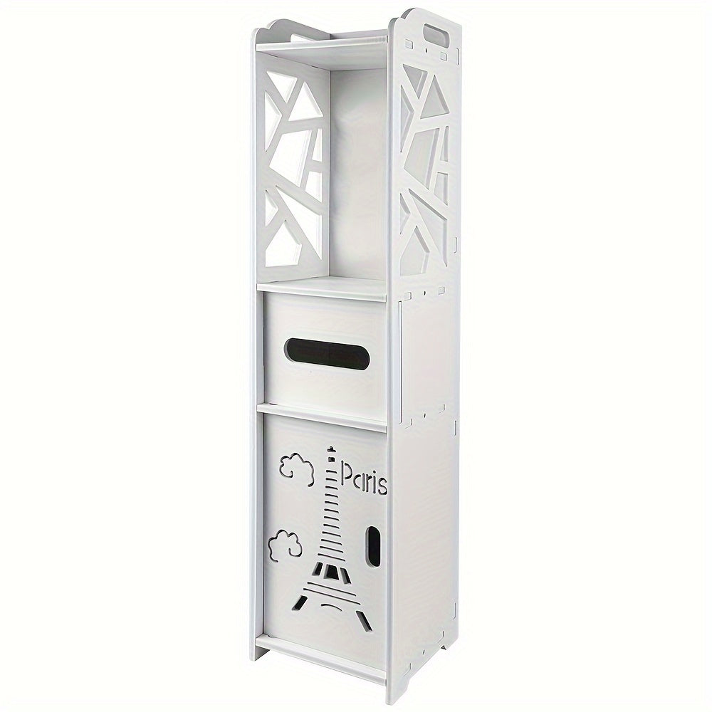 Compact Bathroom Shelf Cabinet 80cm Height | PVC Organizer For Small Spaces, 20x20cm Slim Design | Space-Saving (White, Easy-Clean Surface), Standing Shelf