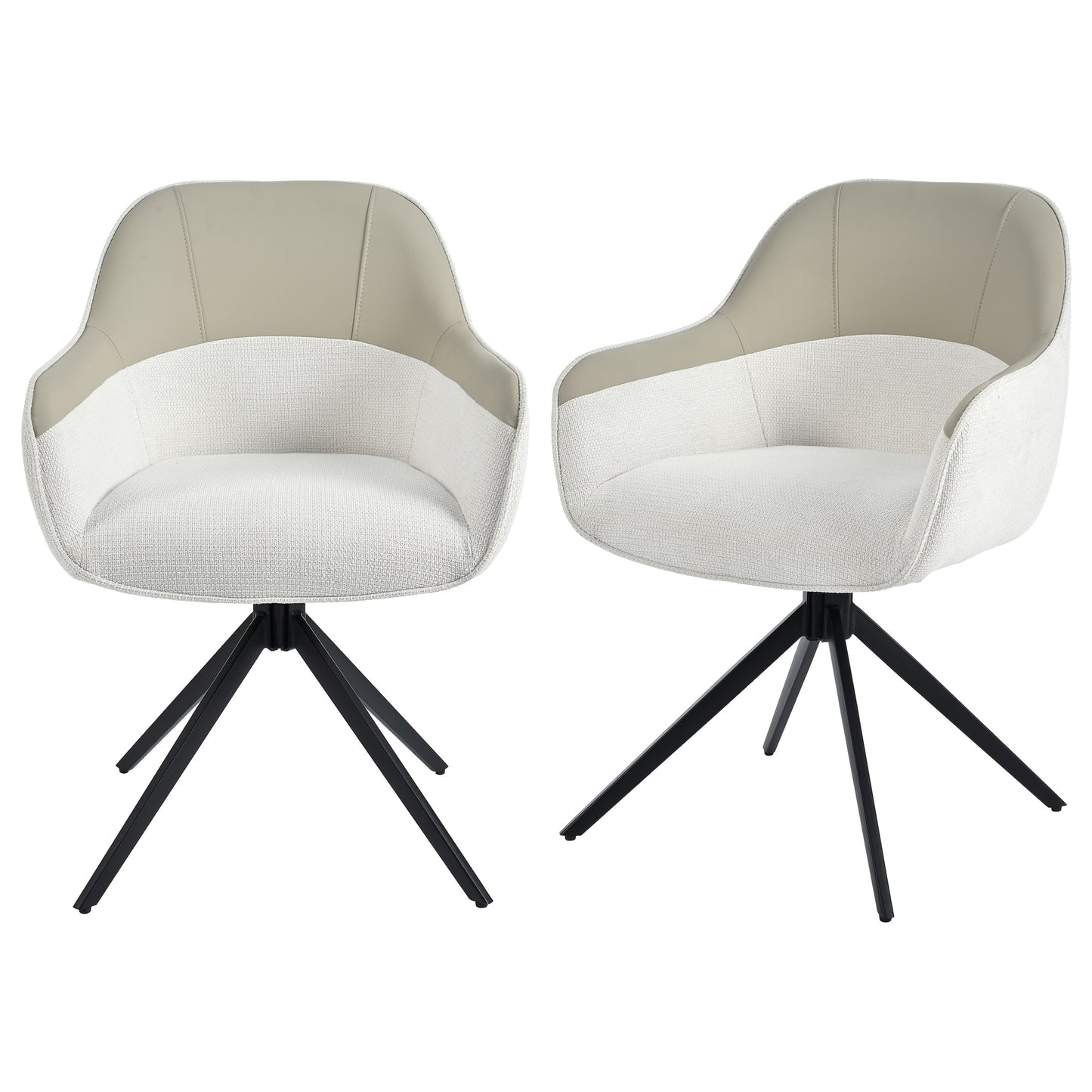 Eetkamerstoel – Draaistoel – Kuipstoel – Keukenstoel – Stoelenset 2 Stuks Beige – Kunstleer Met Memory Foam – Hoogte Verstelbare Voeten