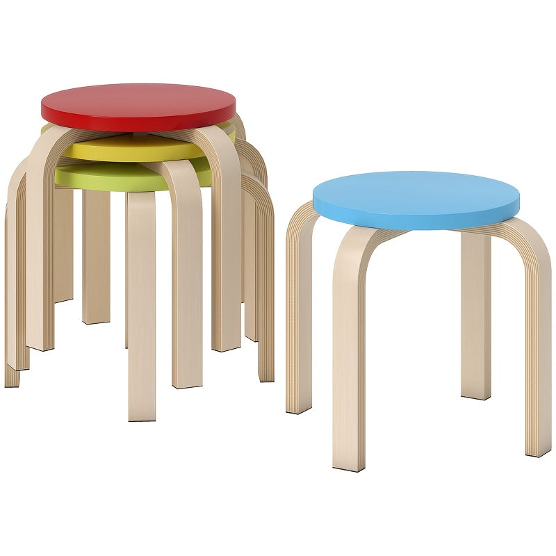 4pcs Dining Chairs, Stacking Stools, Coffee Table Stools, Stools, Space Saving, with Footrests, Painted, Colorful, Kitchen Stools, Stools For Kitchen Counter, Counter Height Bar Stools, Kitchen Bar Stools, Kitchen Stool, Com
