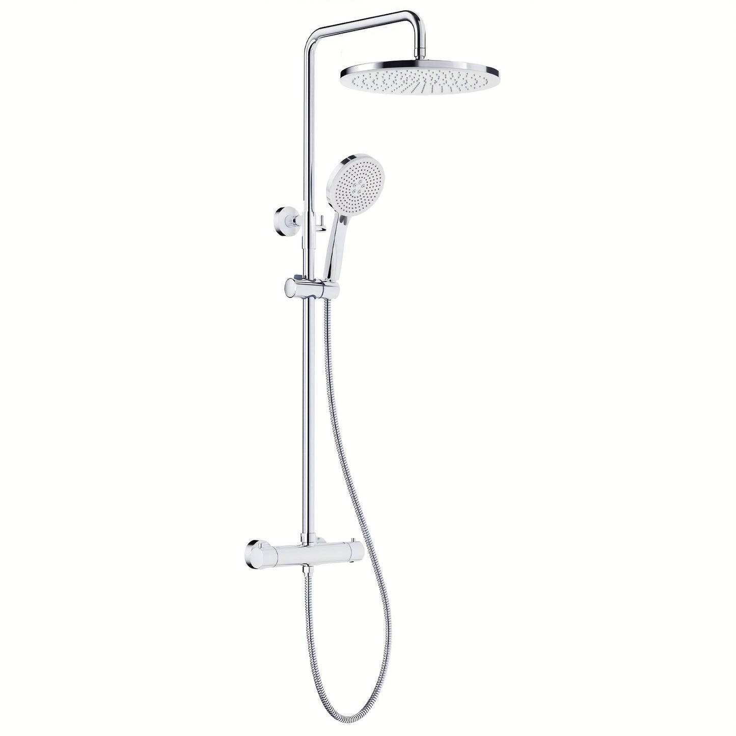 Thermostaatkraan – Thermostatische Douchekraan – Doucheset – Regendouche – Handdouche – Verchroomde Afwerking – 30 cm Regendouche – 5-standen Handdouche Met Verstelbare Houder
