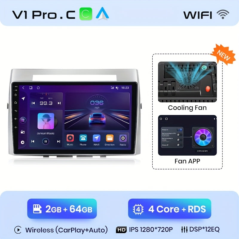 Multimedia Autoradio – Auto Audio Systeem – Navigatiesysteem – 2-DIN Speler – Carplay Android Auto – 9 Inch Touchscreen – Ingebouwde Wi-Fi