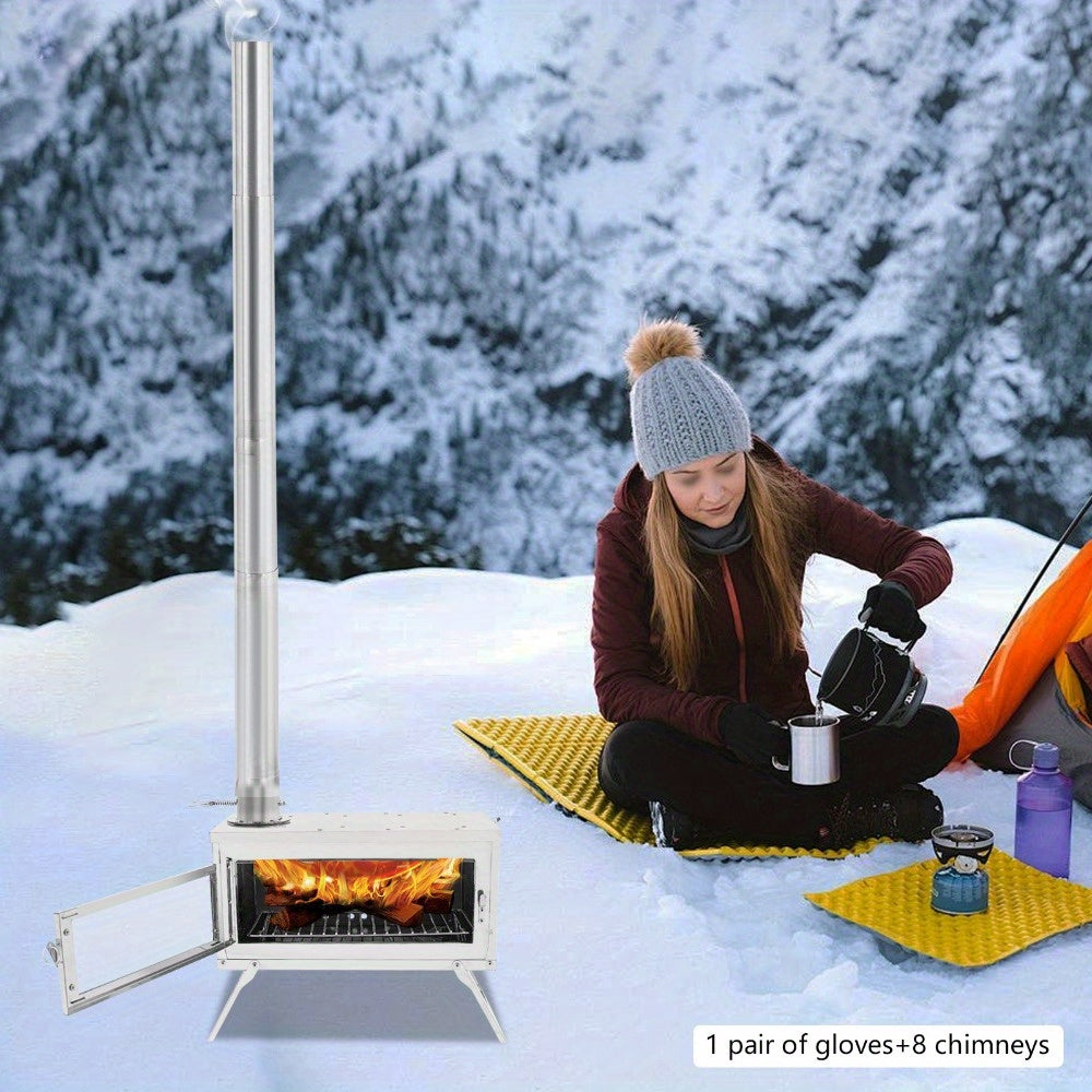 Draagbare Houtkachel – Outdoor Kachel – Rvs Kachel – Campingkachel – Picknickkachel – Compact Formaat – Roestvrij Staal
